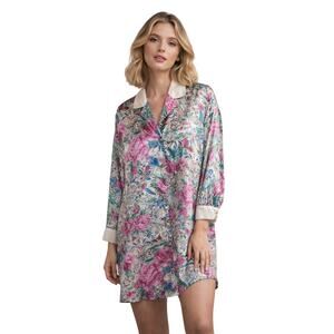 Vintage 90s Victoria’s Secret Gold Label Satin Floral Nightshirt M/L